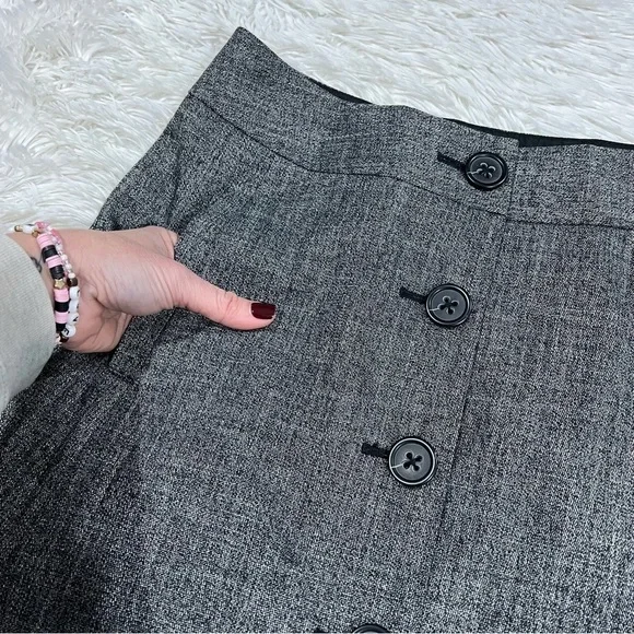 Banana Republic | Gray Marled Button Front A-line Skirt Stretch Size 4 - Picture 5 of 11